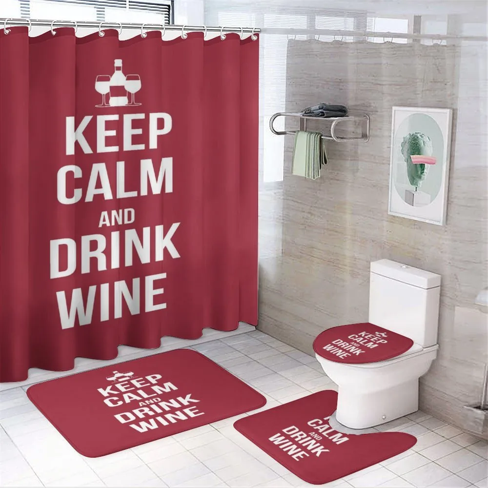 Drink Wine Slogan — 4-Piece Bathroom Set preview