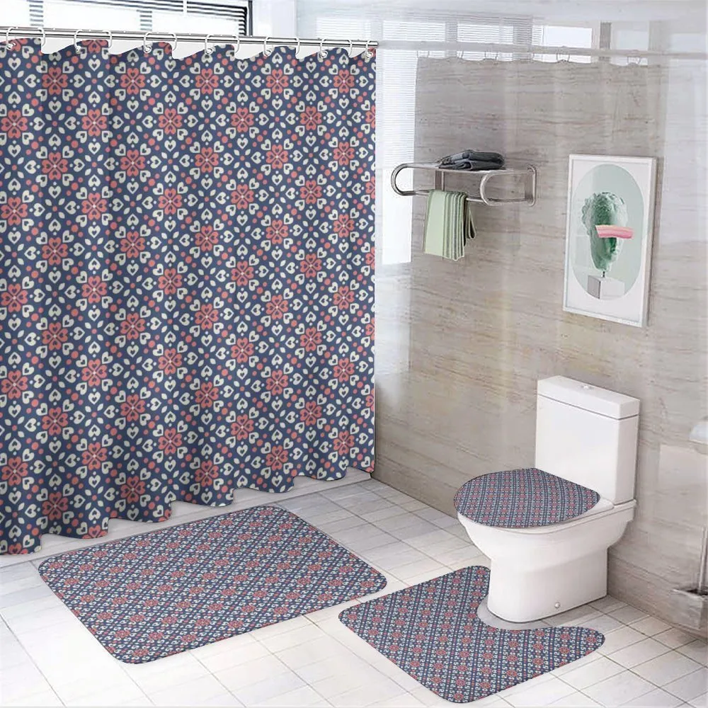 Floral Hearts Mosaic — 4-Piece Bathroom Set preview