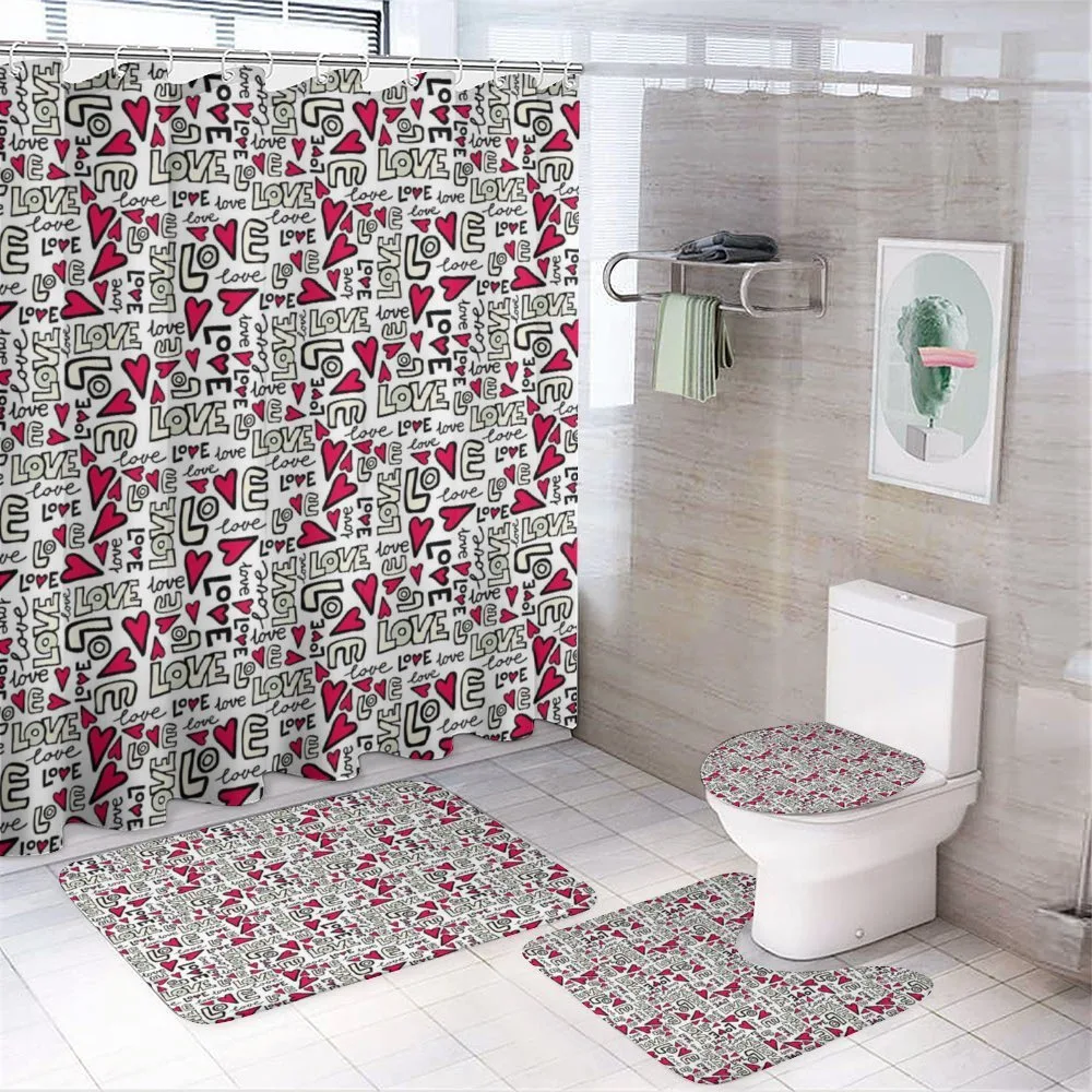 Graffiti Words Romantic — 4-Piece Bathroom Set preview
