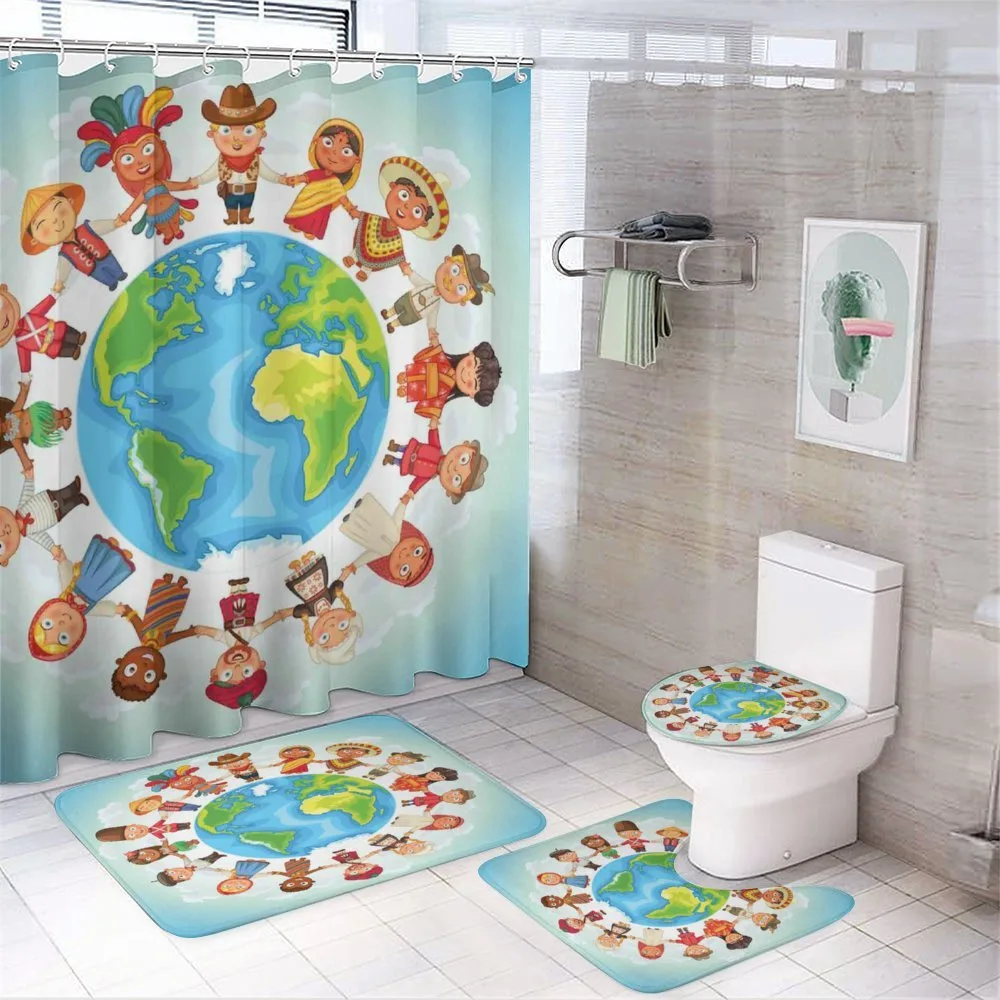 Planet Earth with Children 4-Piece Bathroom Set product video
