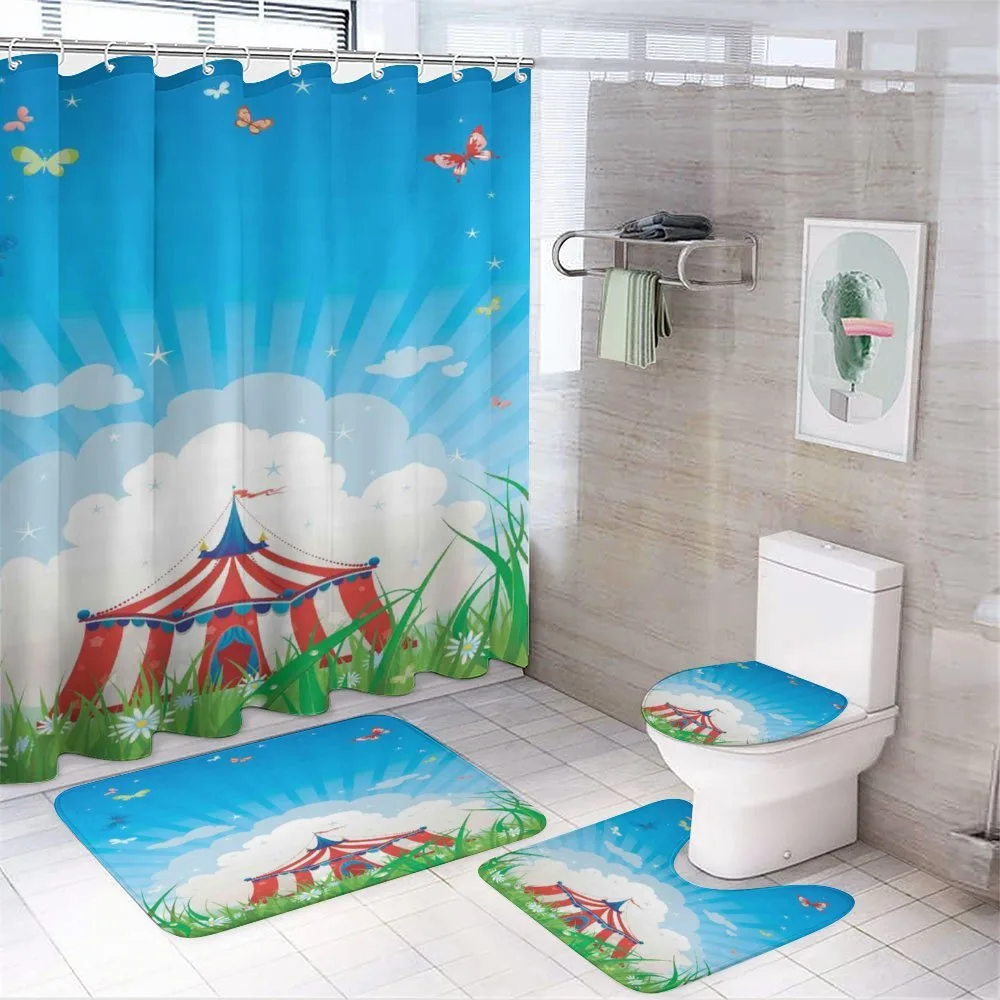 Circus Tent with Clouds — 4-Piece Bathroom Set preview
