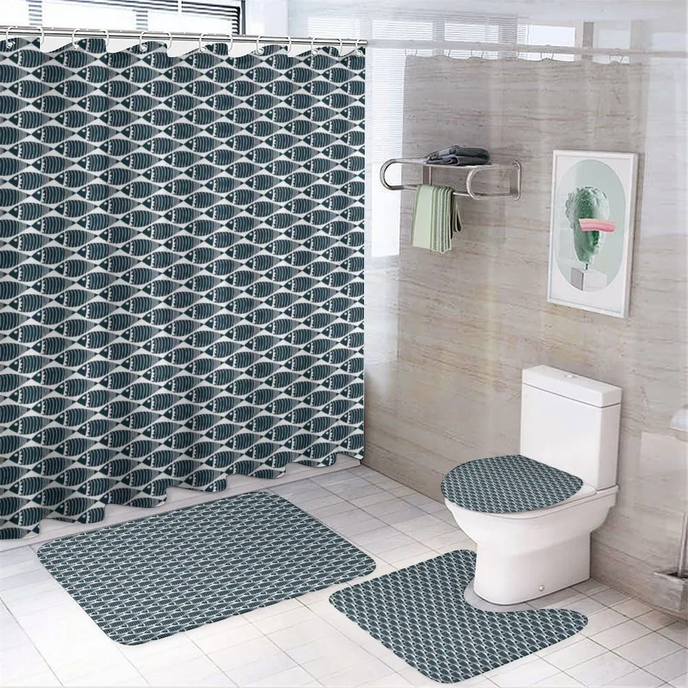 Pattern of Stripes and Fin — 4-Piece Bathroom Set preview