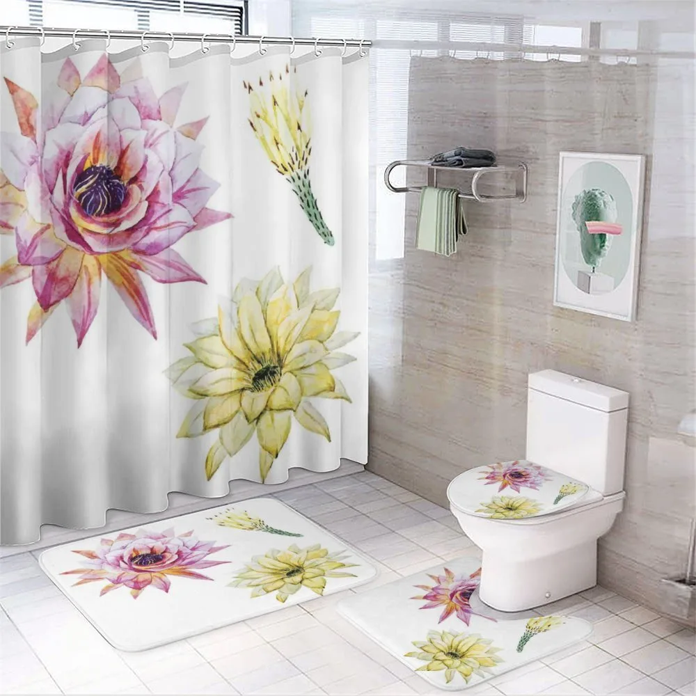 Watercolored Flowers — 4-Piece Bathroom Set preview