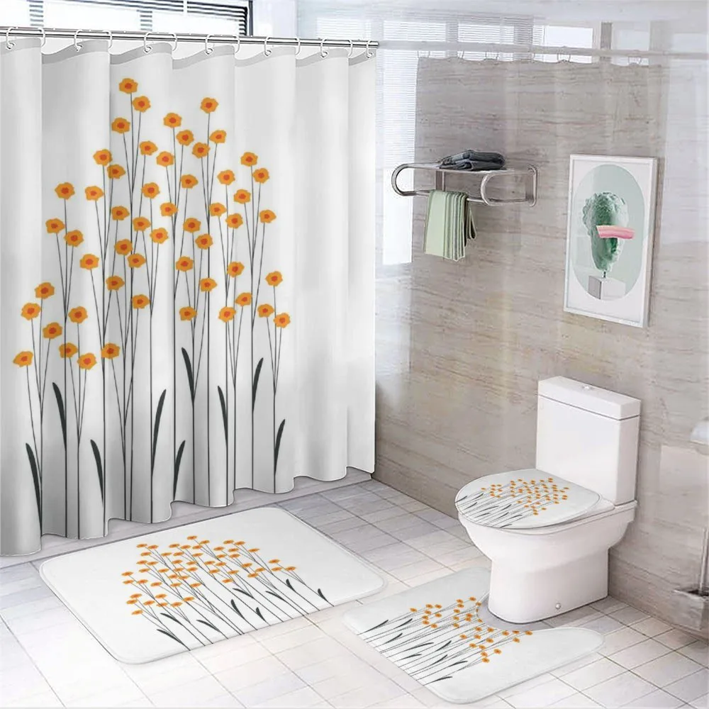 Yellow Daisies Leaves — 4-Piece Bathroom Set preview