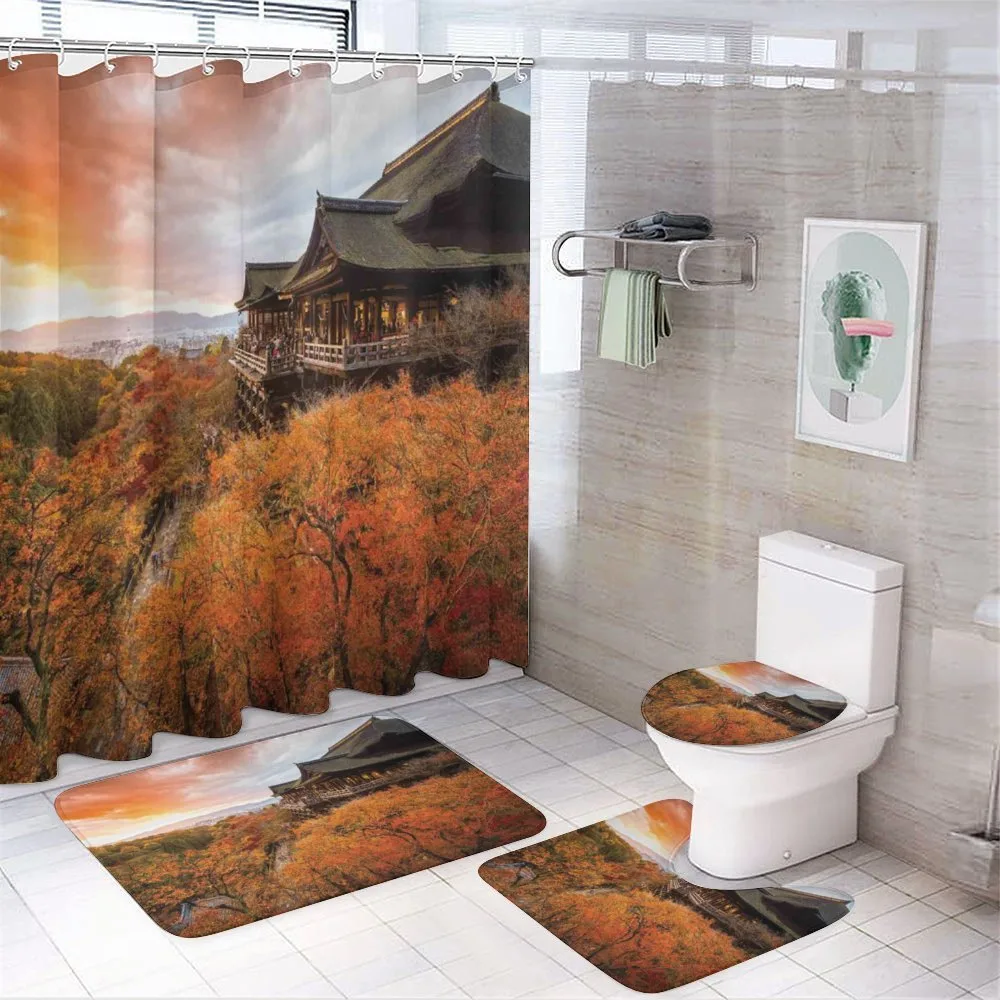 Japanese Building in Fall — 4-Piece Bathroom Set preview