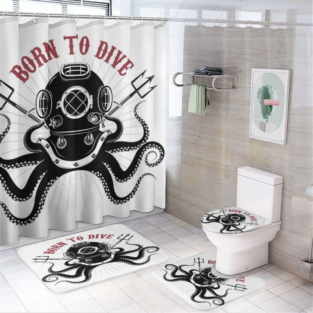 Octopus and Diver — 4-Piece Bathroom Set preview