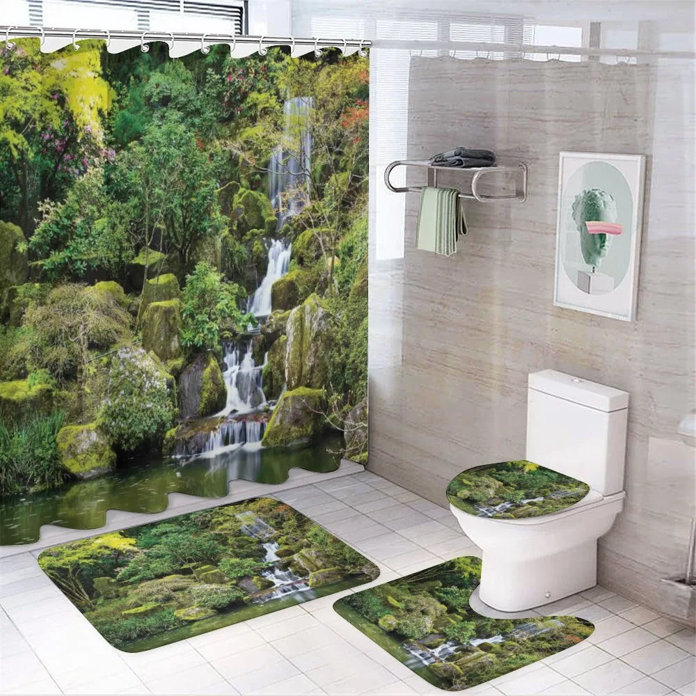 Trees Foliage Rock Garden — 4-Piece Bathroom Set preview