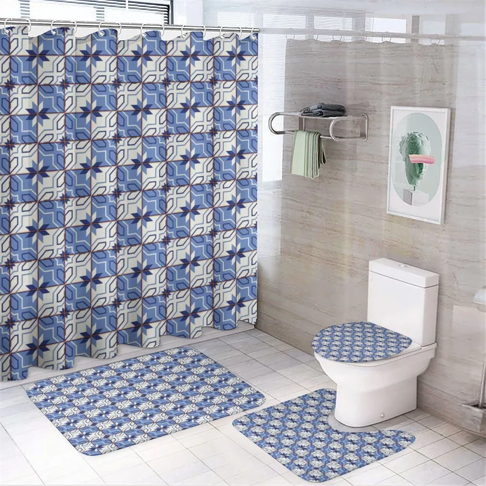 Azulejo Style Tiles — 4-Piece Bathroom Set preview