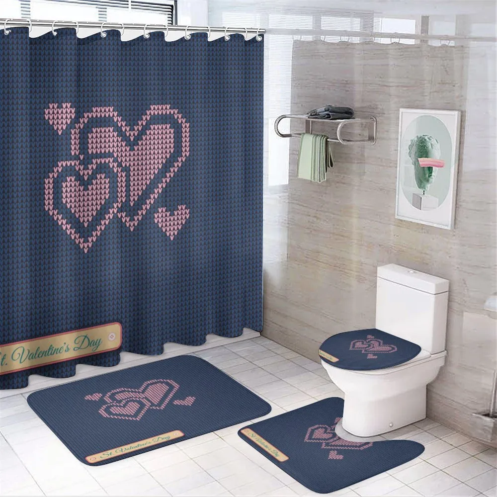 Digital Knit Hearts — 4-Piece Bathroom Set preview