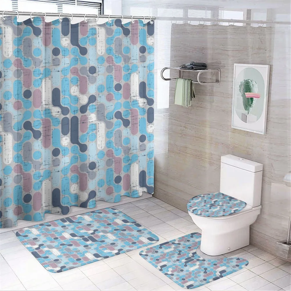 Grunge Retro Rounds — 4-Piece Bathroom Set preview