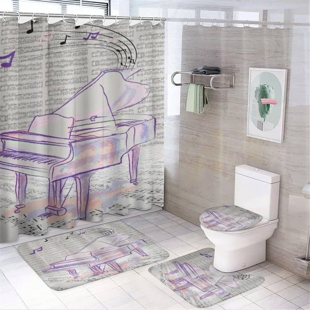 Hand Drawn Doodle Musical 4-Piece Bathroom Set product video
