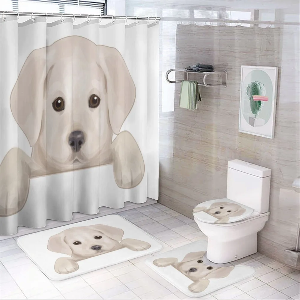 Puppy Hiding Paws — 4-Piece Bathroom Set preview