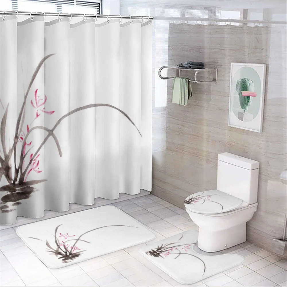 Traditional Ink Orchid — 4-Piece Bathroom Set preview