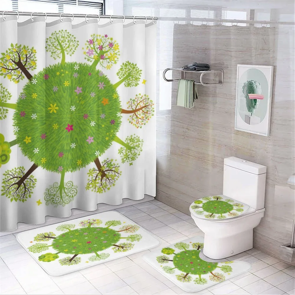 Various Green Trees Bloom — 4-Piece Bathroom Set preview