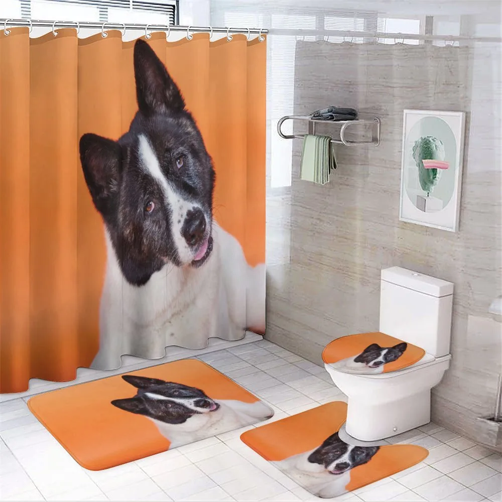Akita on Orange — 4-Piece Bathroom Set preview