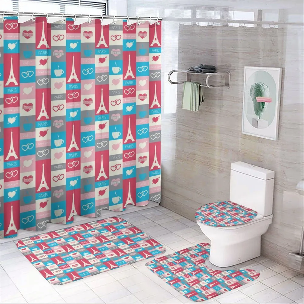 Coffee Love Eiffel Hearts — 4-Piece Bathroom Set preview