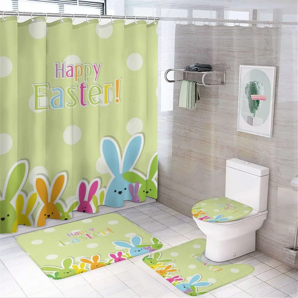 Colorful Cartoon Bunnies — 4-Piece Bathroom Set preview