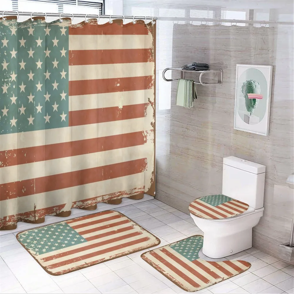 Grunge US Flag — 4-Piece Bathroom Set preview
