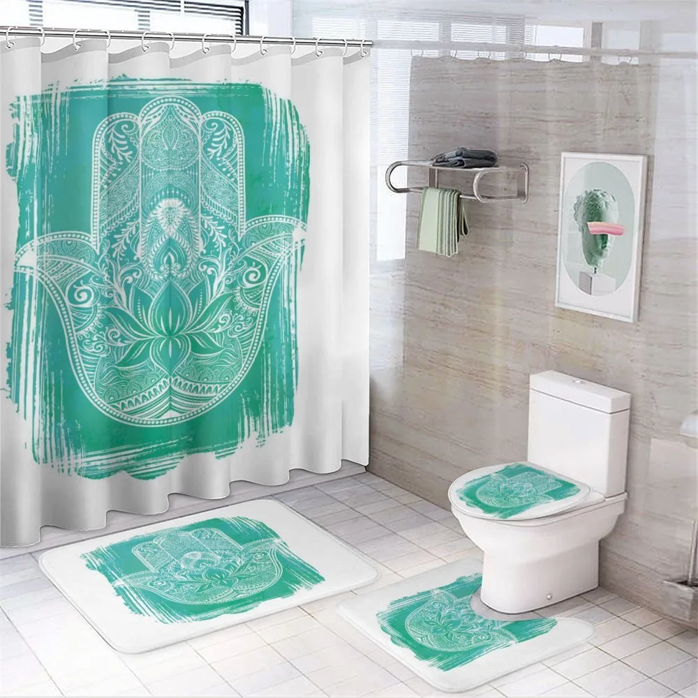 Grungy Floral Ethnic Motif — 4-Piece Bathroom Set preview