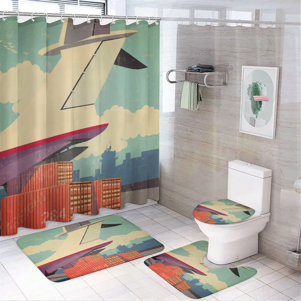 Vintage Air Cargo Plane 4-Piece Bathroom Set product video