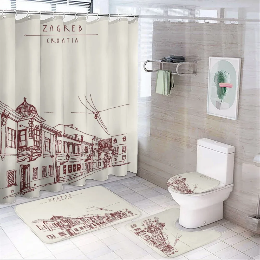 Vintage Hand Drawn Zagreb — 4-Piece Bathroom Set preview