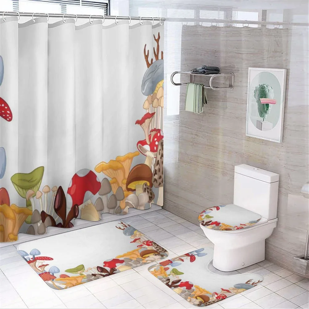 Wild Mushrooms Cartoon — 4-Piece Bathroom Set preview