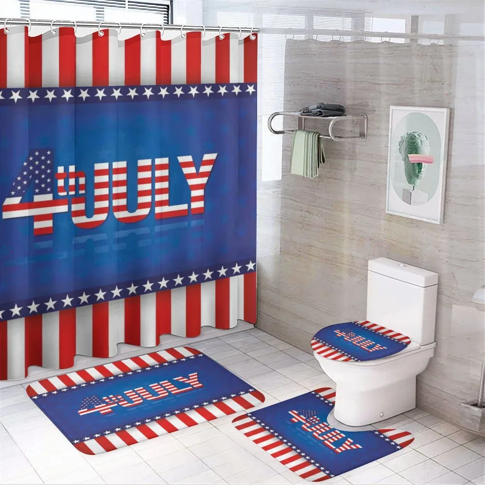 America Flag Pattern — 4-Piece Bathroom Set preview