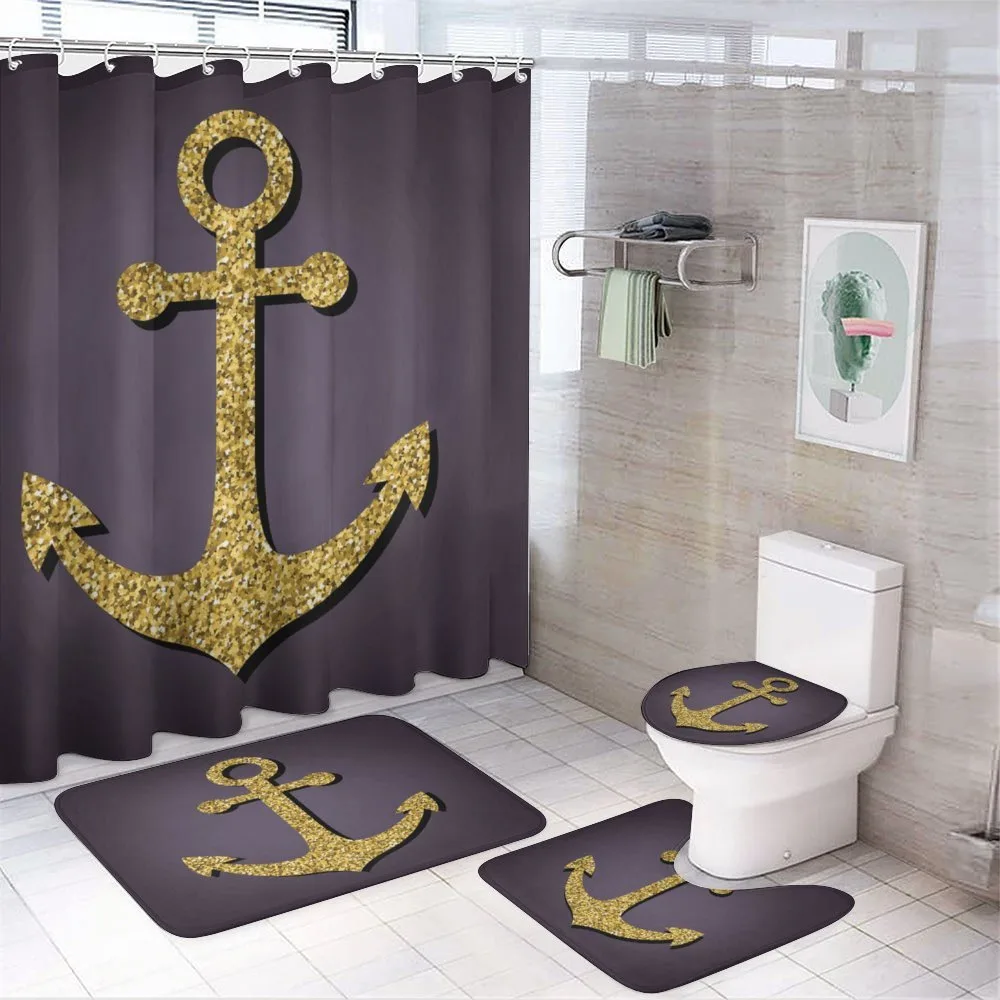 Anchor Pattern Tranquil — 4-Piece Bathroom Set preview
