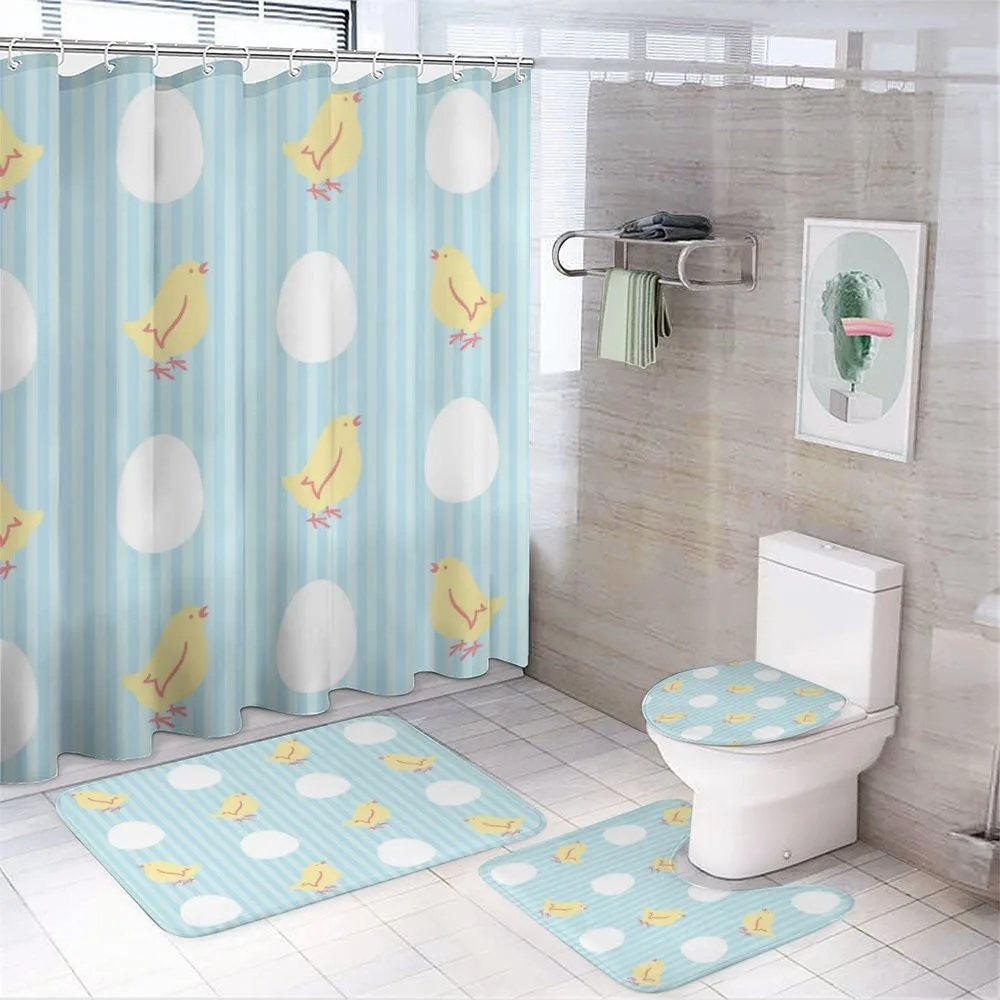 Baby Animal and Eggs Stripes — 4-Piece Bathroom Set preview