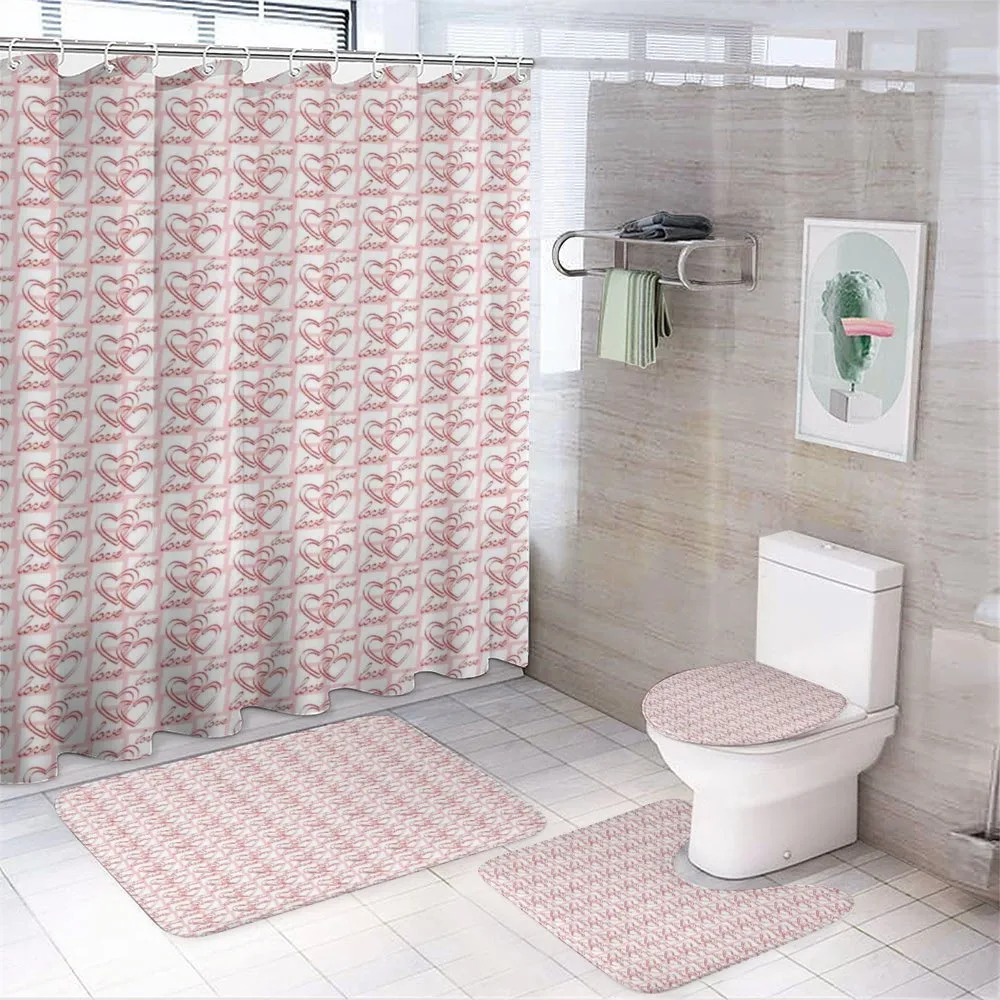 Grid Square Love Design — 4-Piece Bathroom Set preview