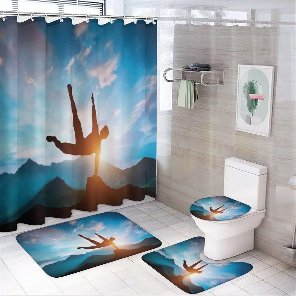 Man Jumping over Rocks — 4-Piece Bathroom Set preview