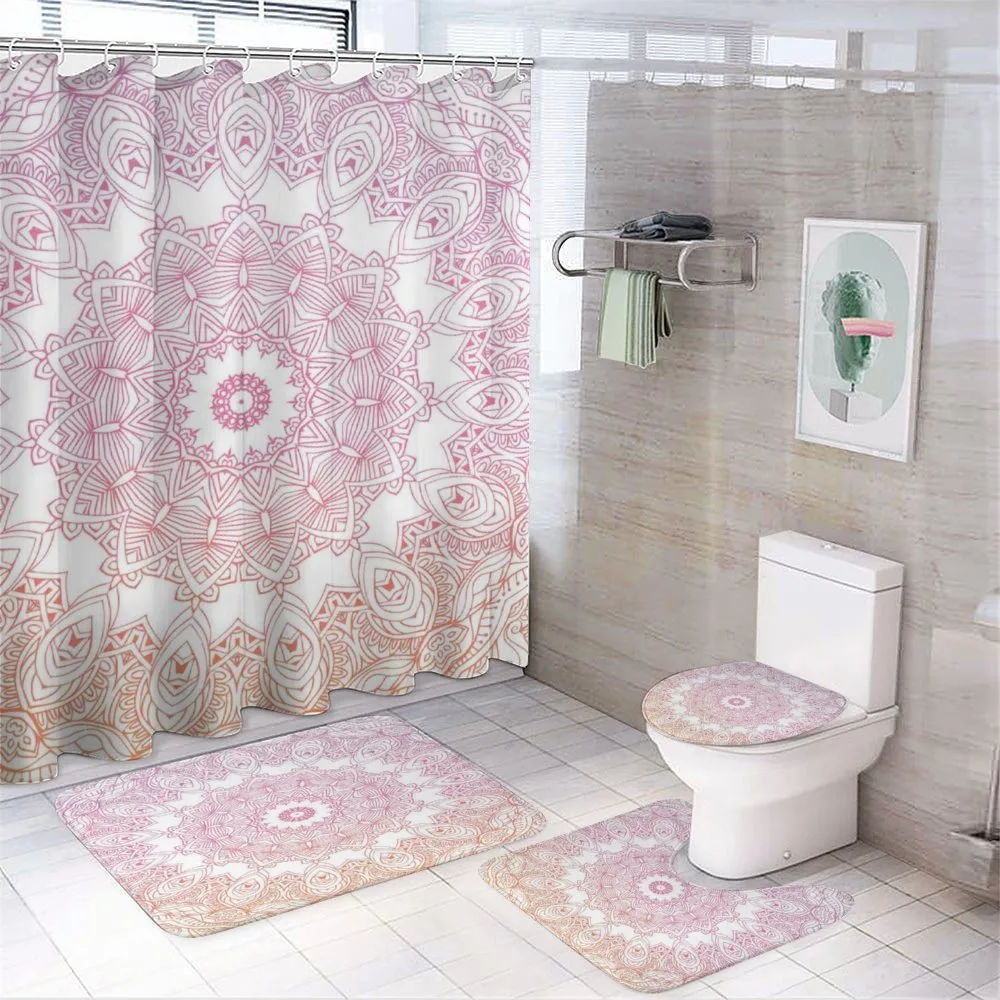Outline Style Flowers — 4-Piece Bathroom Set preview
