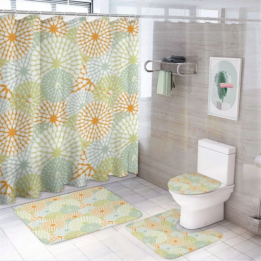 Abstract Retro Flowers — 4-Piece Bathroom Set preview