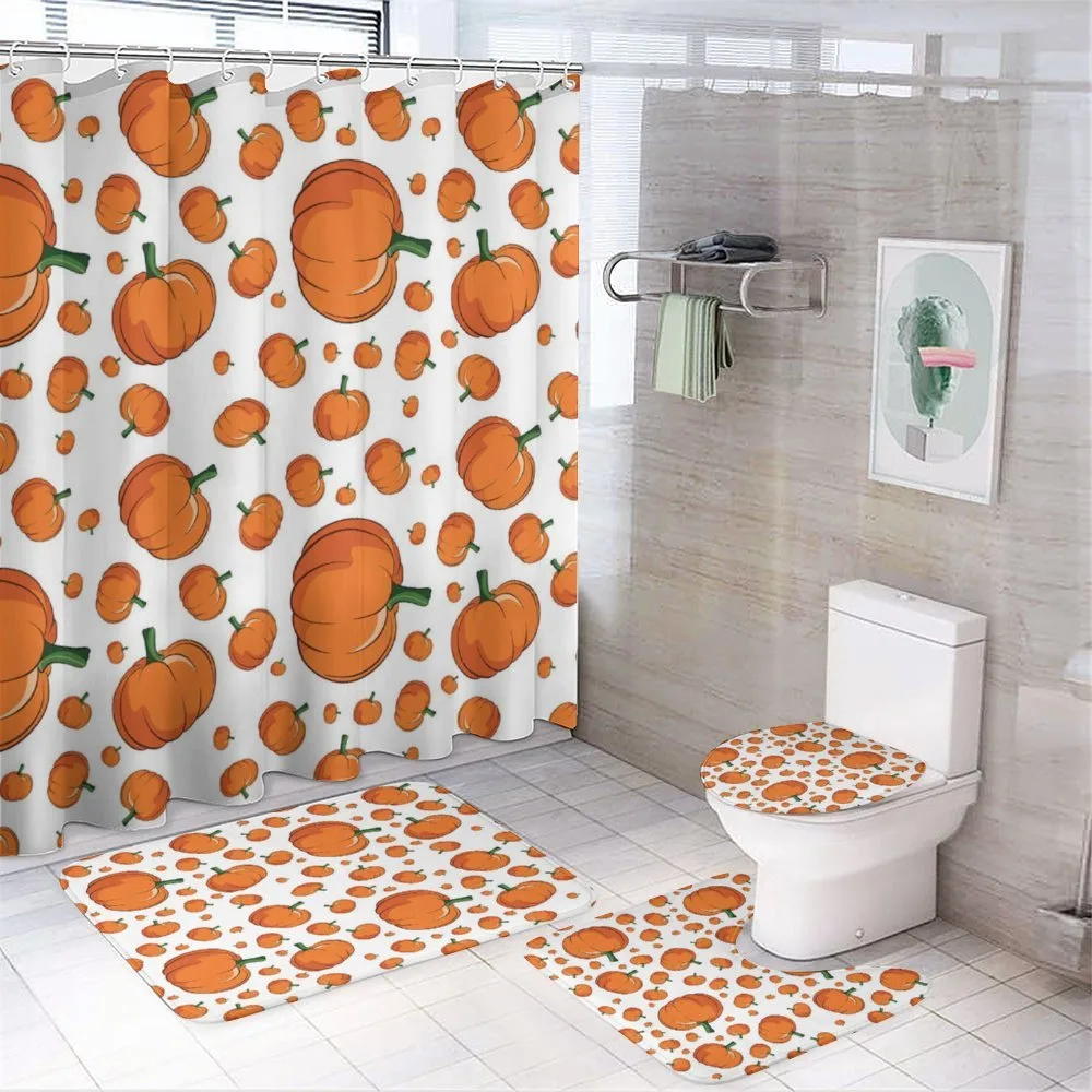 Halloween Plump Pumpkin 4-Piece Bathroom Set product video
