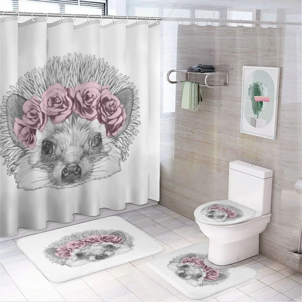 Hand Drawn Romantic Wreath — 4-Piece Bathroom Set preview