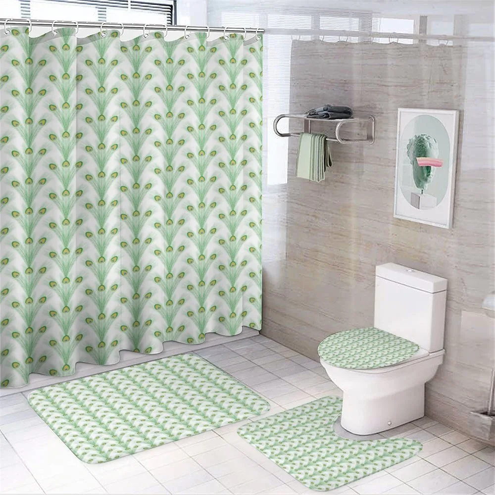 Long Peacock Bird Plumes — 4-Piece Bathroom Set preview