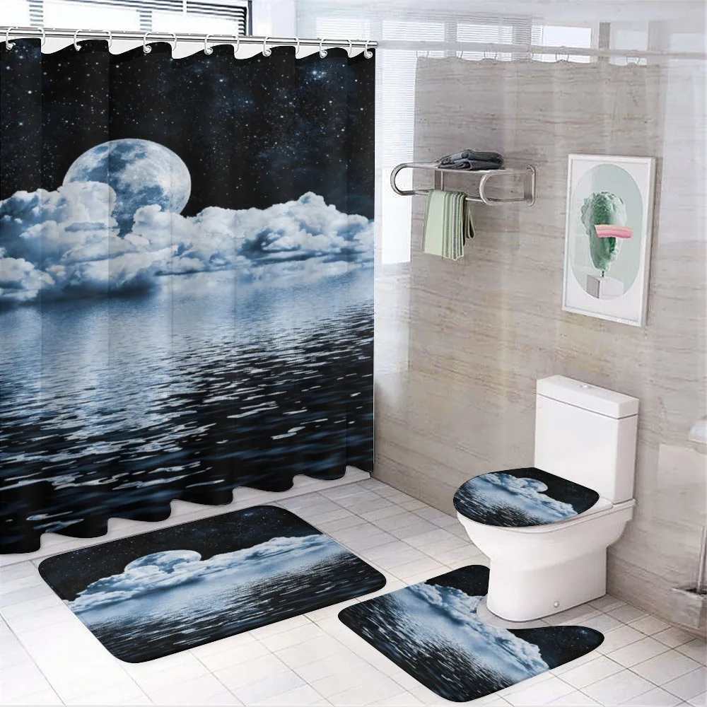 Moon Sets over Clouds — 4-Piece Bathroom Set preview