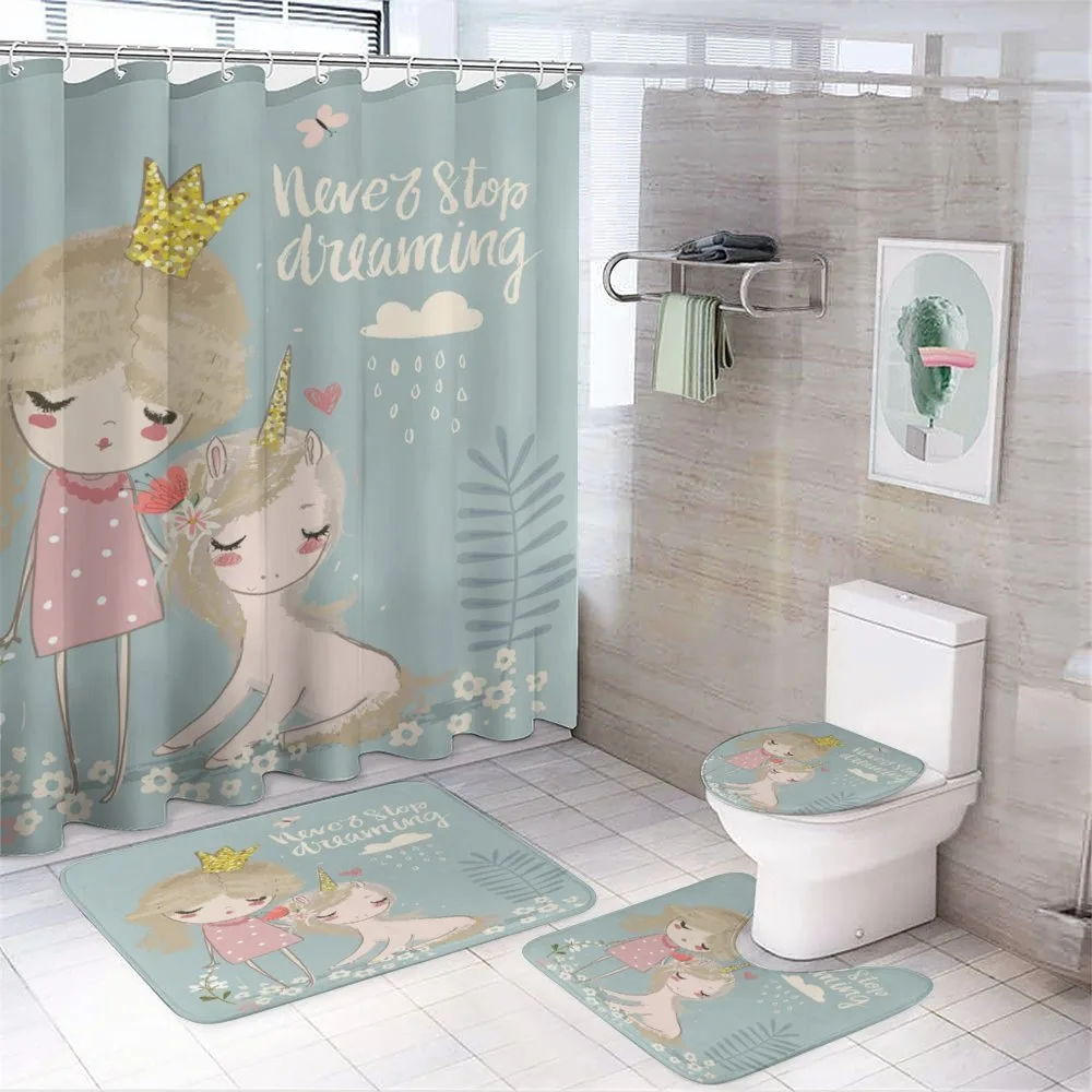 Princess Girl Unicorn — 4-Piece Bathroom Set preview