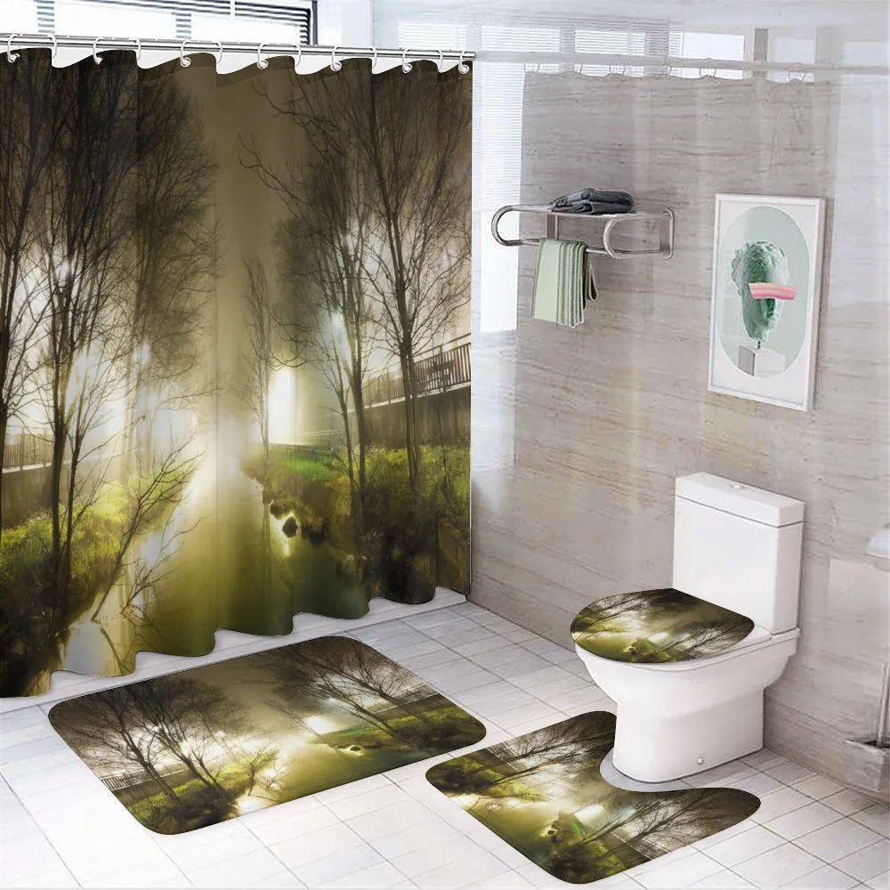 Water Channel Foggy City 4-Piece Bathroom Set product video