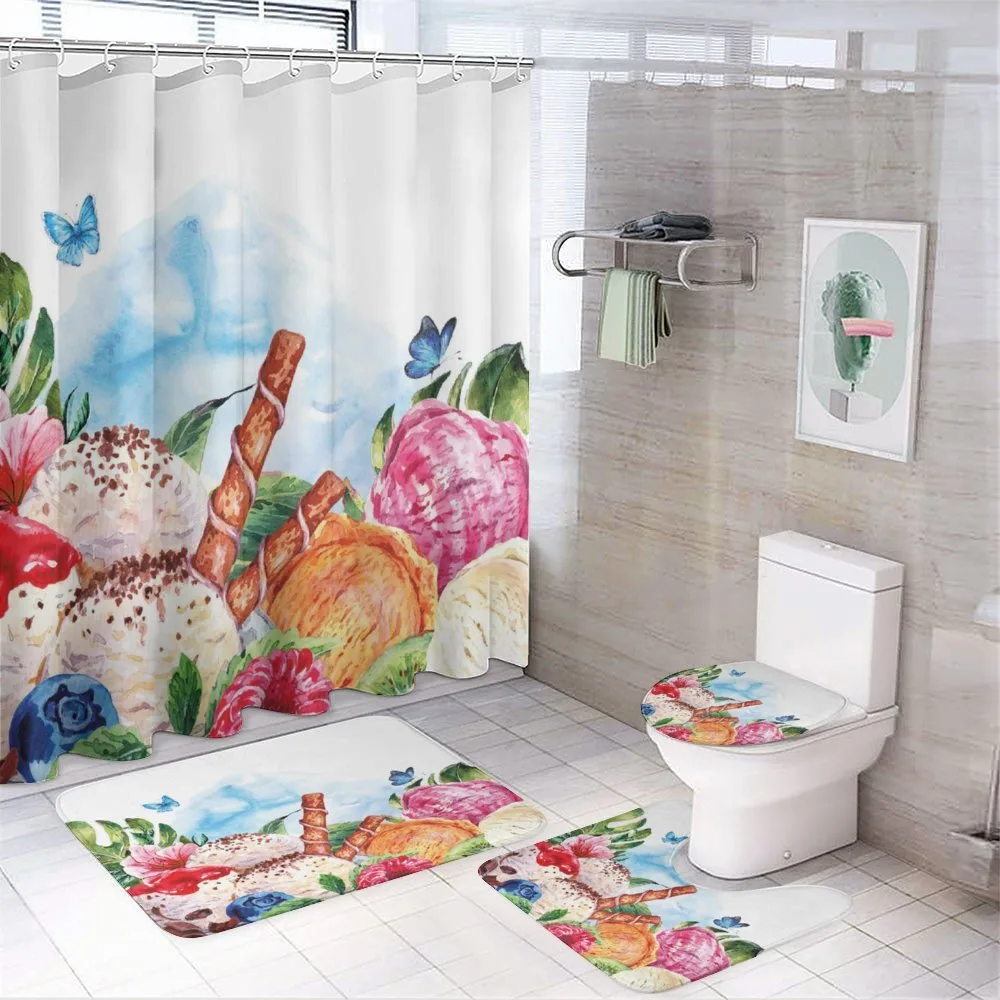 Dessert and Flower Art — 4-Piece Bathroom Set preview