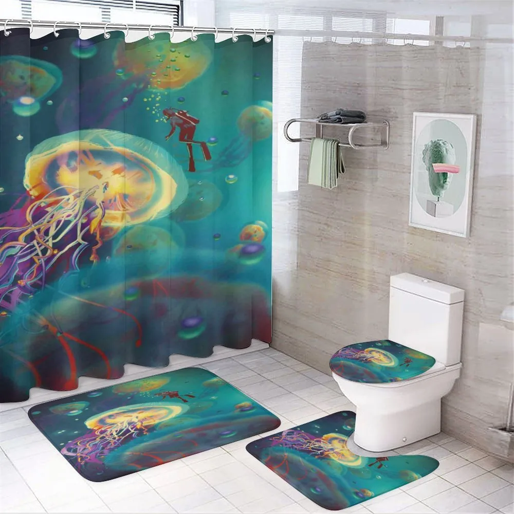 Submarine Jellyfish — 4-Piece Bathroom Set preview