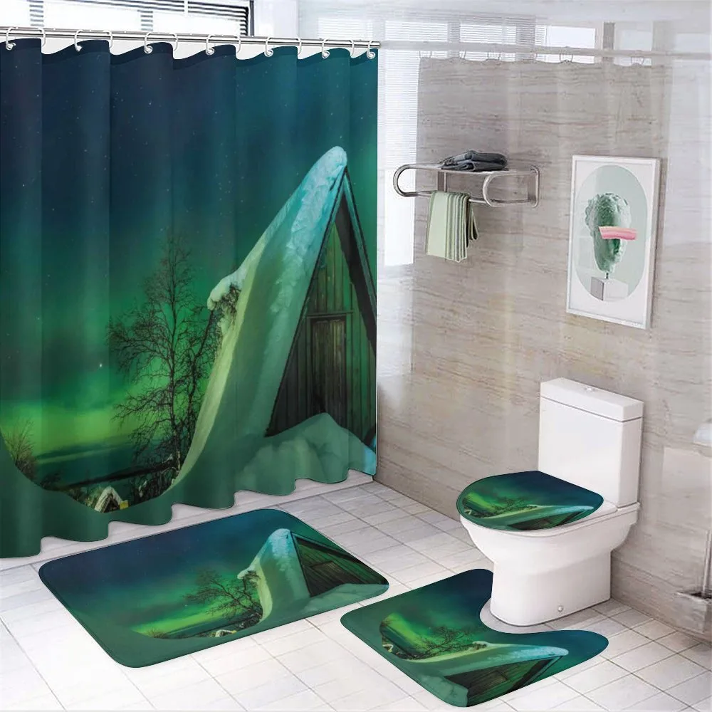 Wooden House Winter — 4-Piece Bathroom Set preview