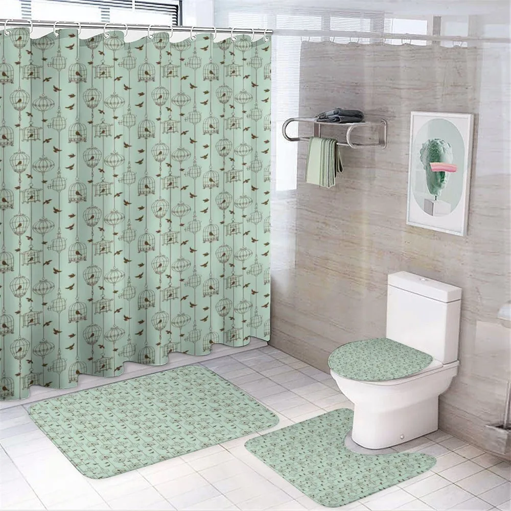 Birds and Cages Artwork — 4-Piece Bathroom Set preview