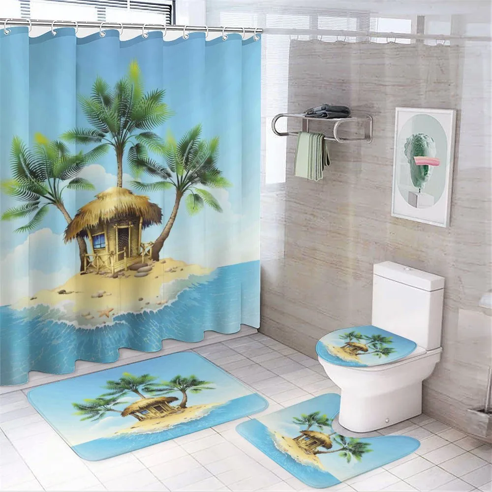 Bungalow with Palm Tree — 4-Piece Bathroom Set preview