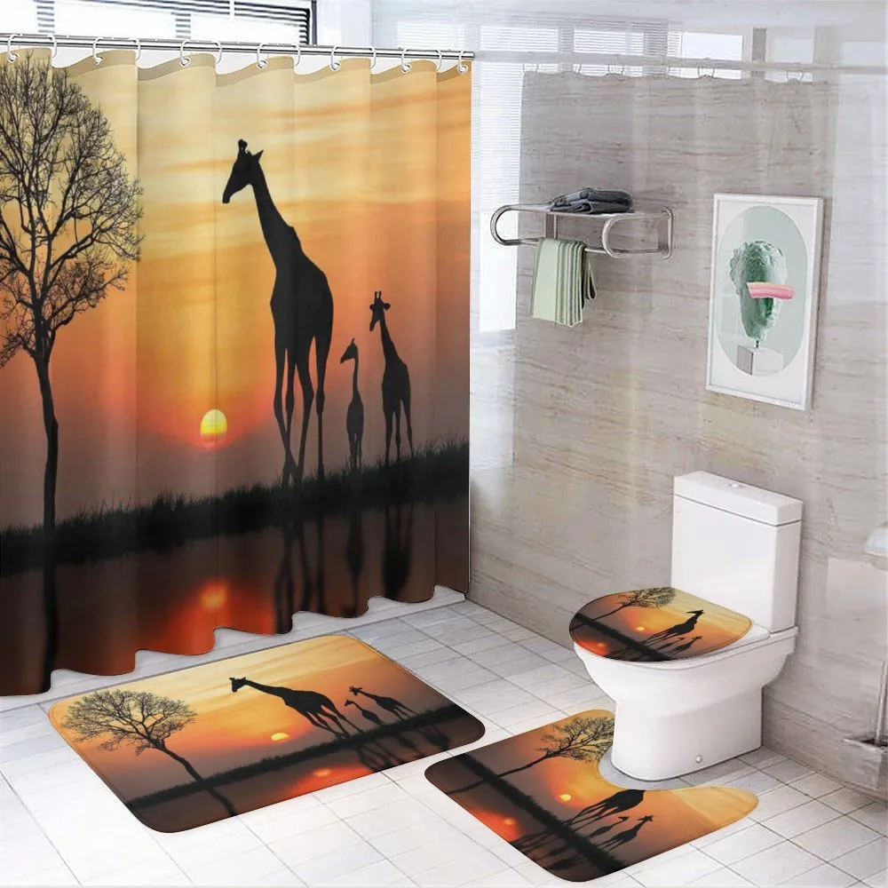 Giraffe in Wild Forest — 4-Piece Bathroom Set preview