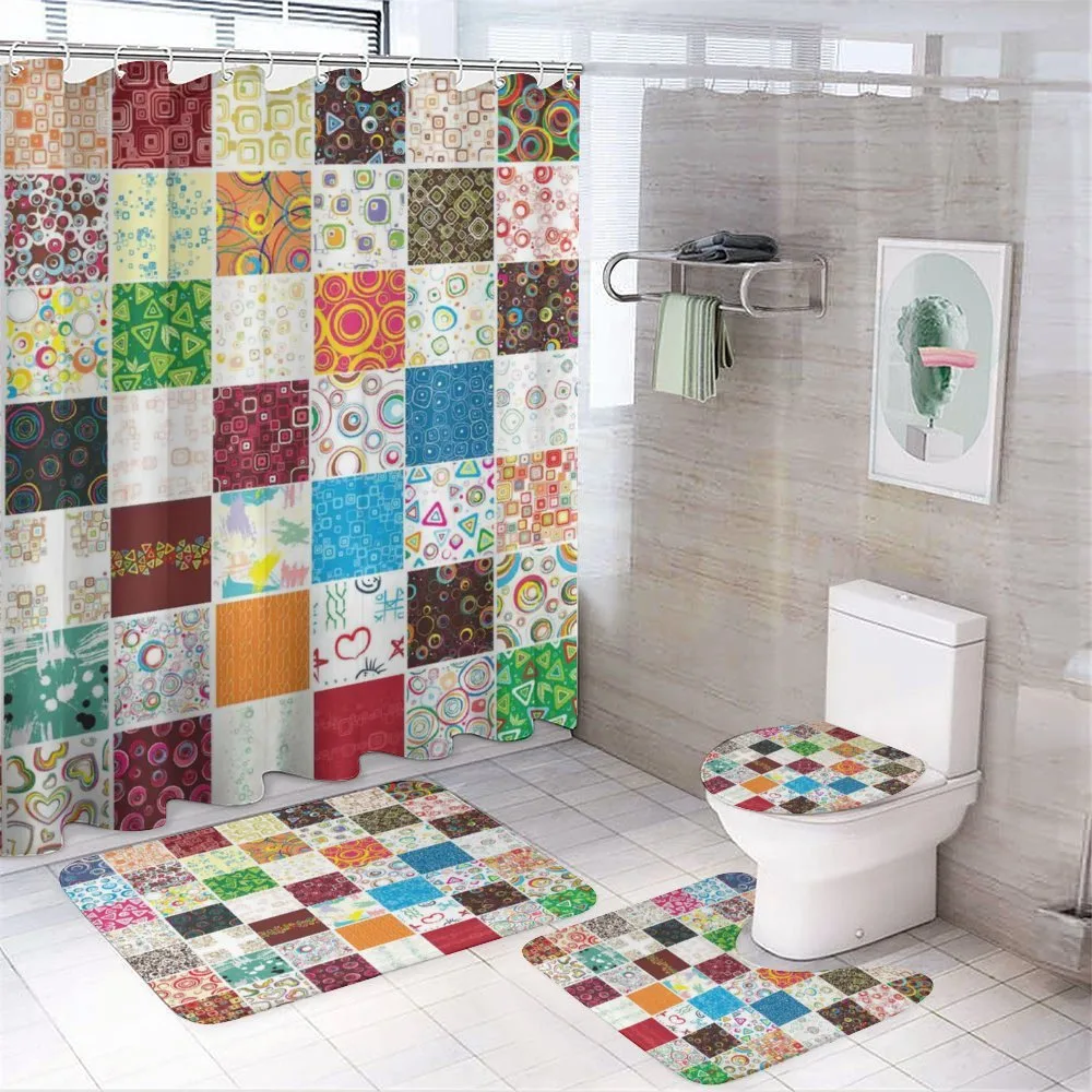 Patchwork Retro Style — 4-Piece Bathroom Set preview