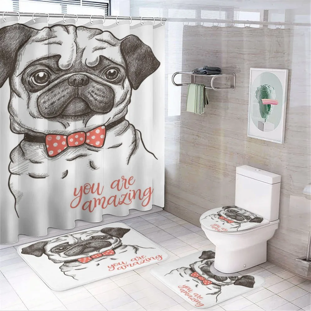 Portrait of a Dog Cartoon — 4-Piece Bathroom Set preview