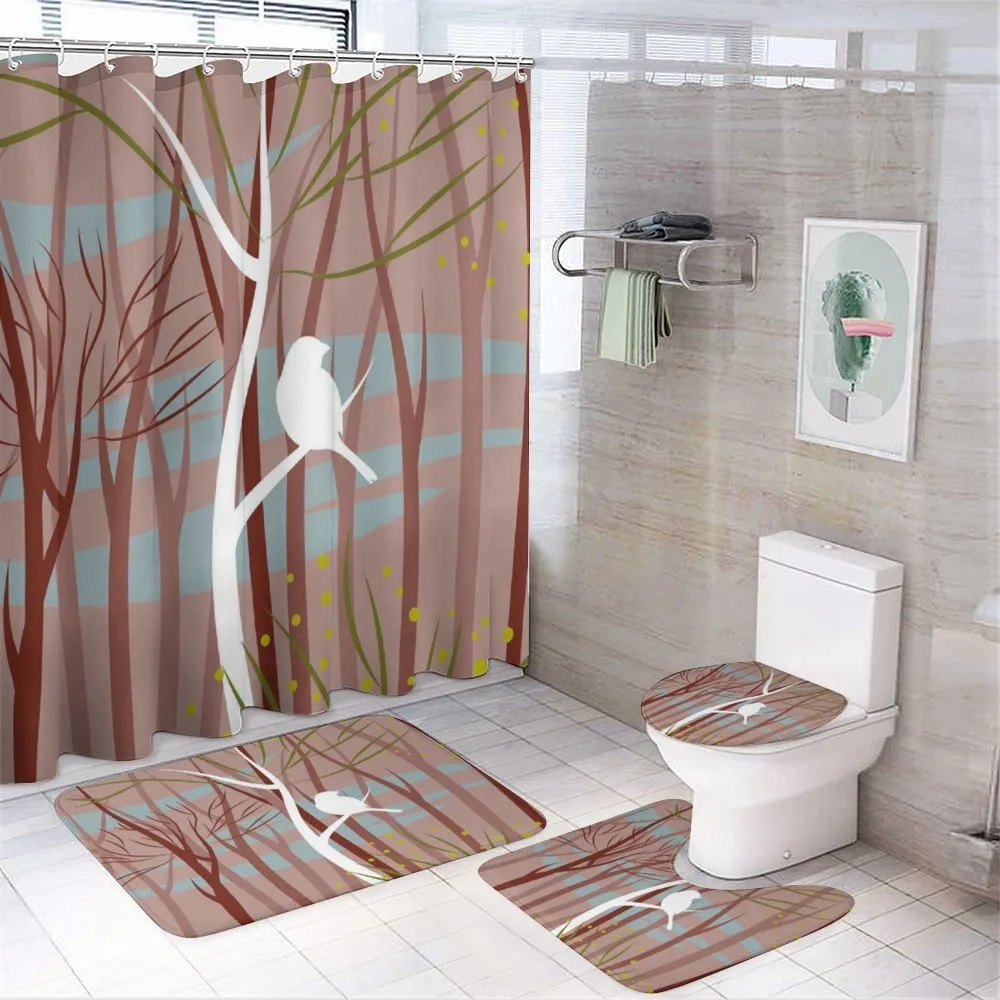 Bird on Leafless Branch — 4-Piece Bathroom Set preview