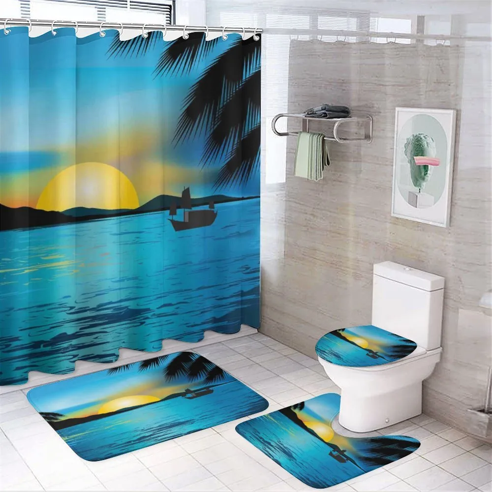 Calm Sunrise Fishing Boat — 4-Piece Bathroom Set preview