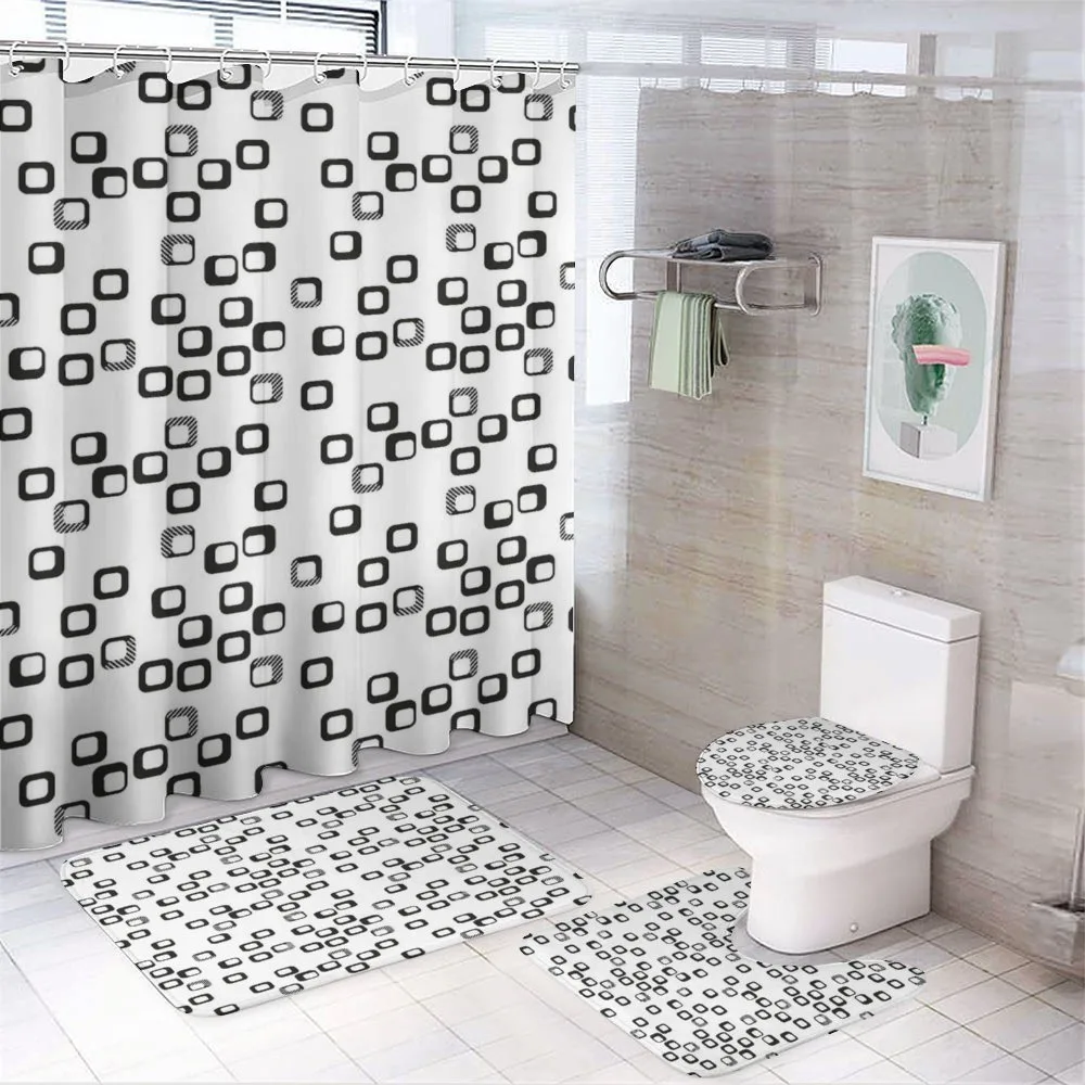 Modern Monochrome Squares — 4-Piece Bathroom Set preview